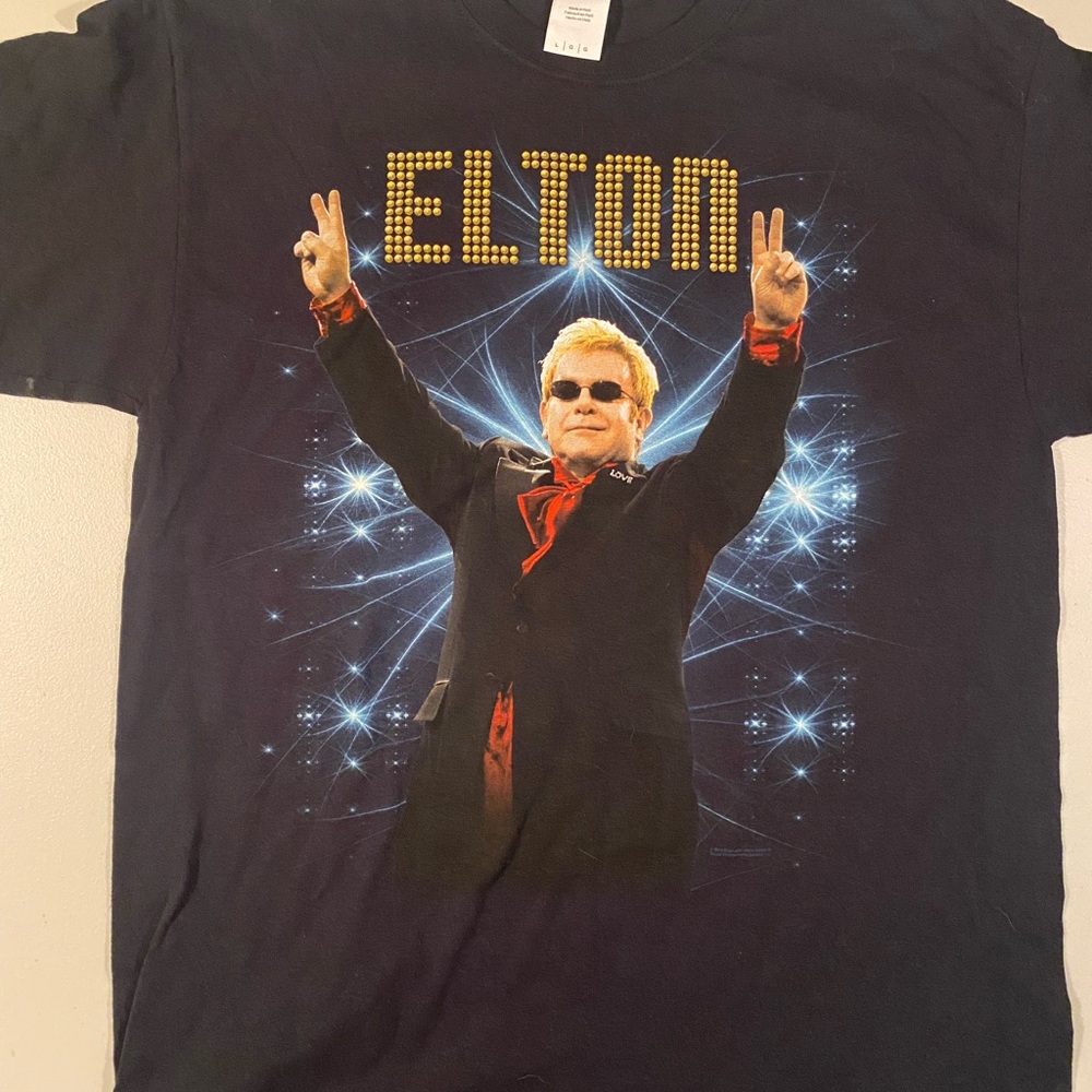 Black Elton John Graphic T-Shirt
